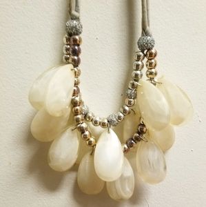 Anthropologie Cream Teardrop Jewel Tie Necklace